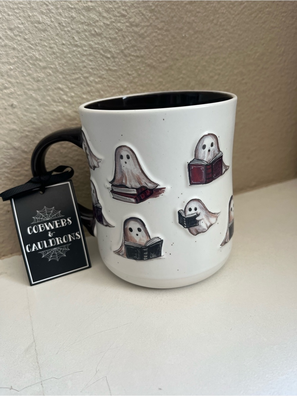 Cobwebs & Cauldrons Halloween Books Reading Ghosts Ceramic Mug